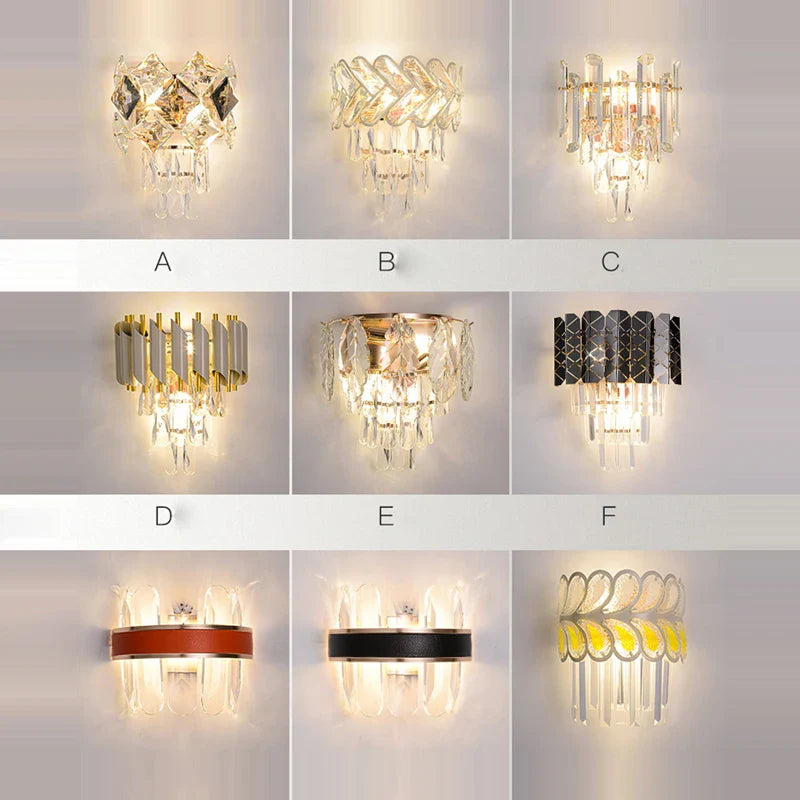Afralia™ Crystal Gold Stainless Steel LED Dimmable Wall Sconce