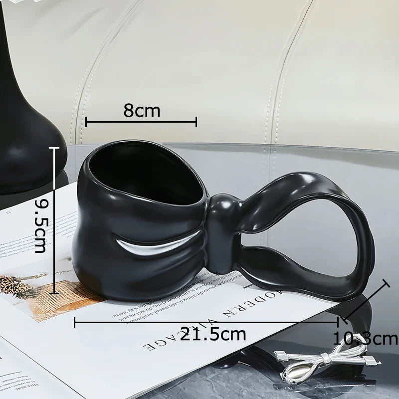 Afralia™ Bowknot Ceramic Coffee Mug Tea Cup Juice Container