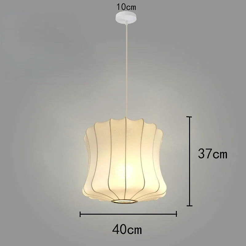 Afralia™ Nordic Fabric Lantern Pendant Chandelier for Bedroom Living Room Home Decor