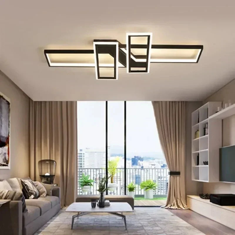 Afralia™ LED Chandeliers with Remote Control - Black Lustre Ceiling Lamp for Home