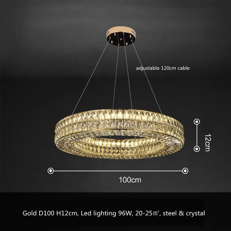 Afralia™ Crystal LED Pendant Light: Luxury Steel Hanging Lamp for Modern Foyer, Dining Room