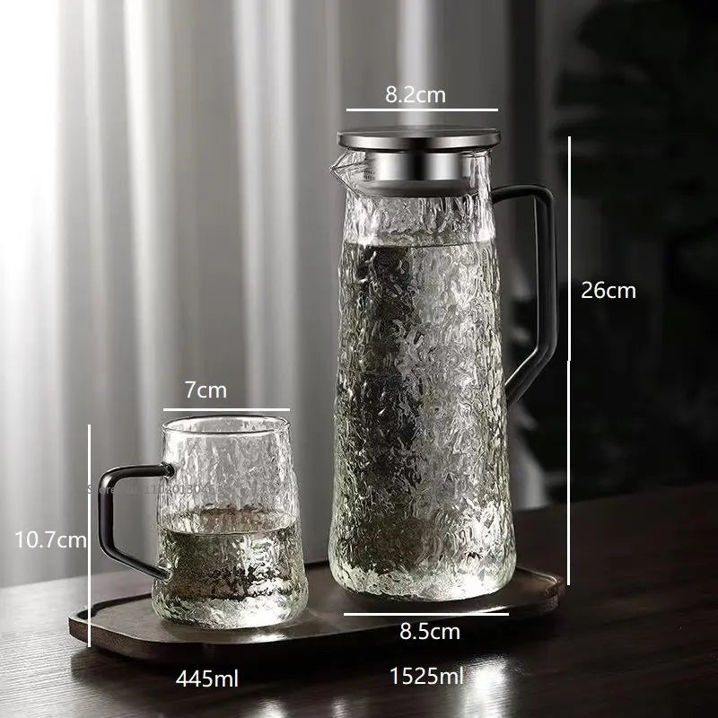 Afralia™ Gray Amber Water Pitcher with Handle: Large-capacity Heat-resistant Tea Pot & Juice Jug