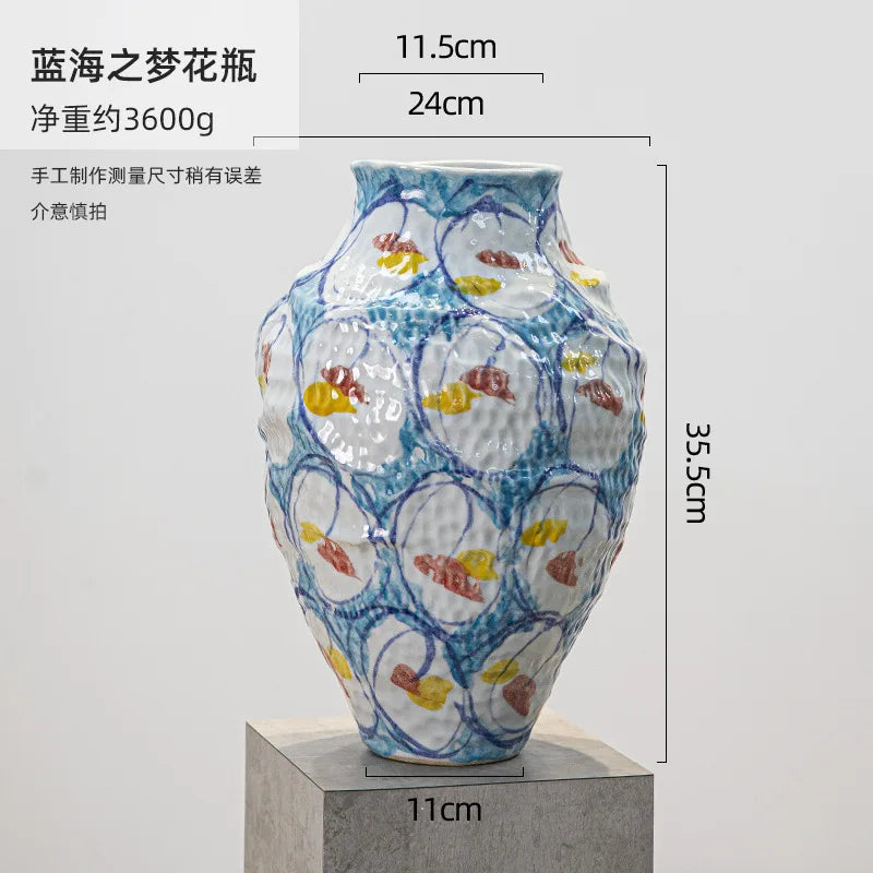 Afralia™ Ceramic Graffiti Vase Handcrafted Porcelain Floral Arrangement Home Decor