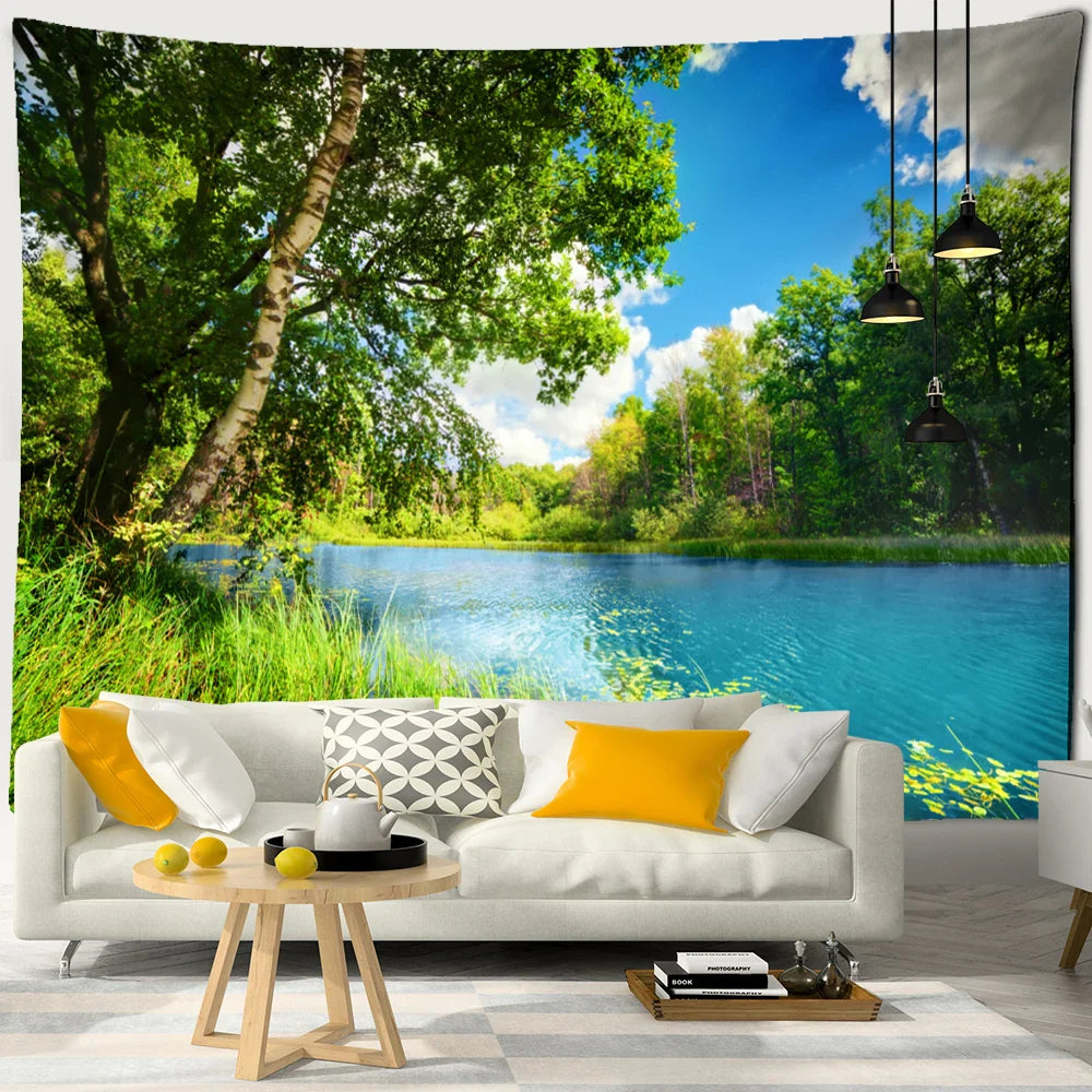 Afralia™ Mountain Sea Jungle Tapestry Wall Hanging - Bohemian Nature Landscape Psychedelic Decor