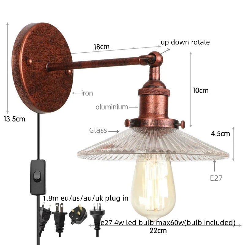 Afralia™ LED Wall Lights: Industrial Style Bedside Lamp for Kitchen, Reading, Cafe - White Class