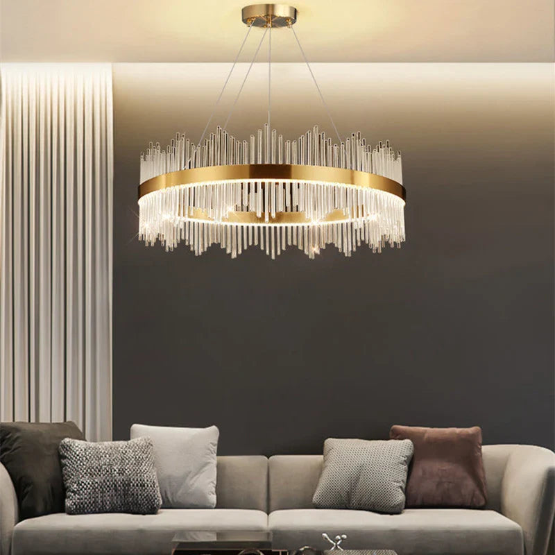 Afralia™ Crystal Pendant Chandelier: Remote Control Dimmable LED Lighting