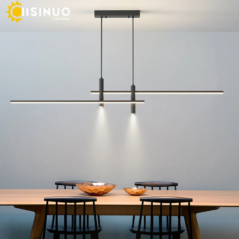 Afralia™ Adjustable LED Pendant Light in Black/Gold for Office Dining Living Room