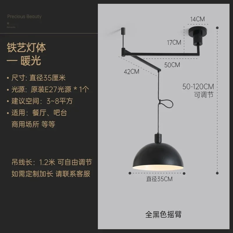 Afralia™ Retractable Pendant Lights LED E27 Modern Hanging Lamp for Restaurant, Living Room, Cafe