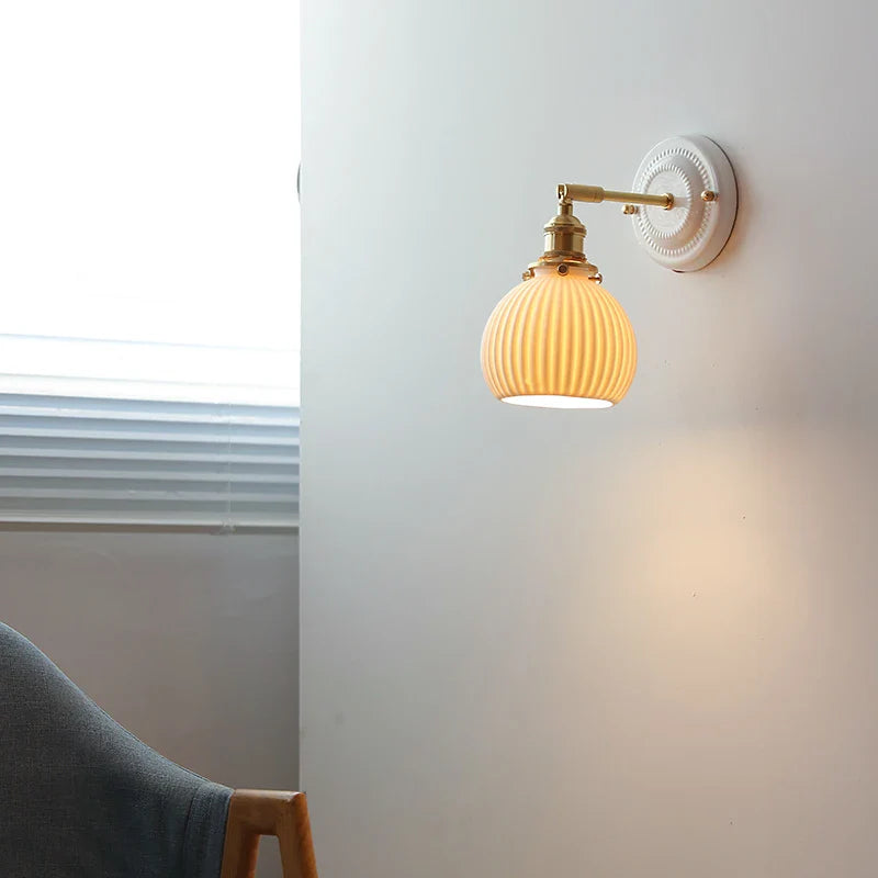 Afralia™ Striped Ceramic LED Wall Sconce: Modern Nordic Interior Light