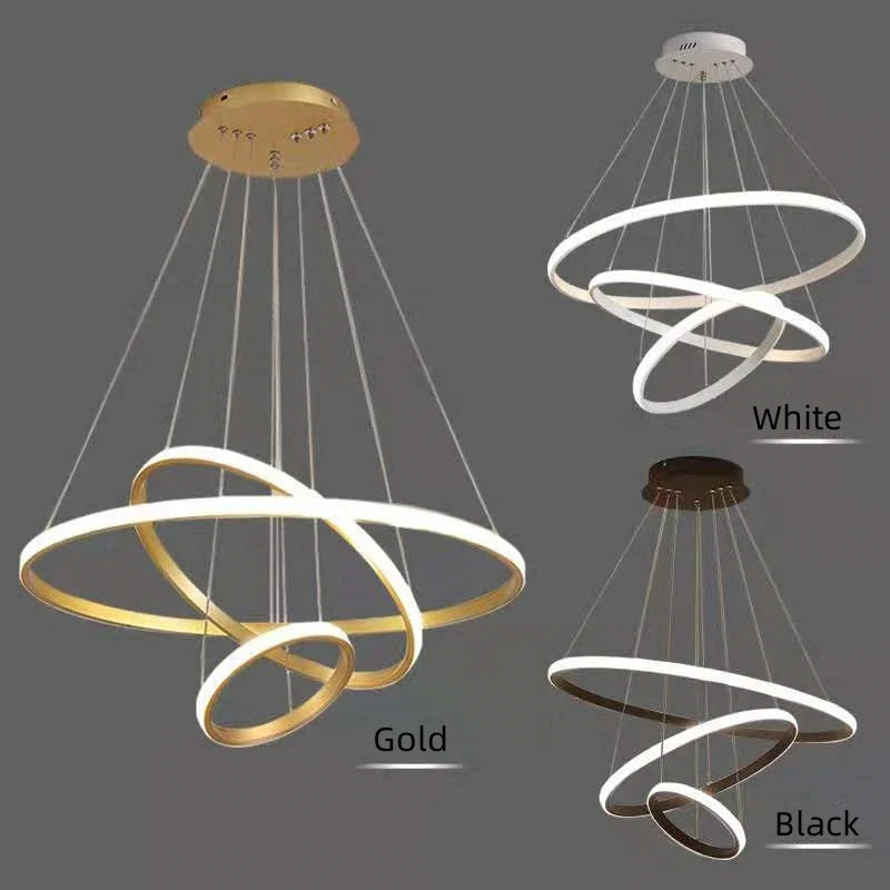 Afralia™ Luminous Circle Pendant Chandelier - Modern LED Lighting Fixture, 4 Colors
