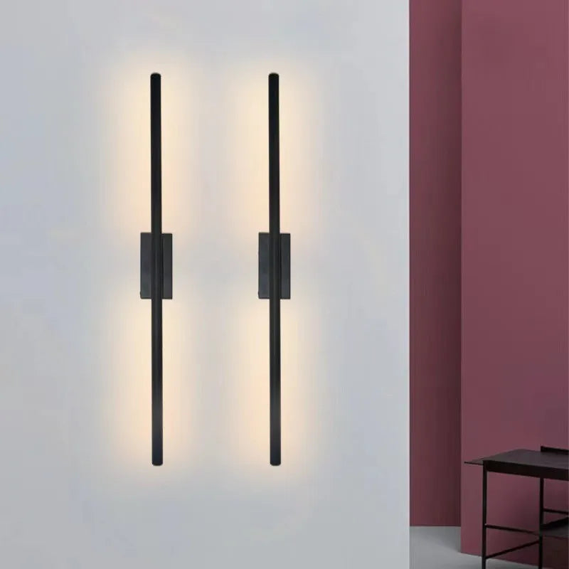 Afralia™ Linear Tube LED Wall Lamp Up Down Light Black Gold Sconce