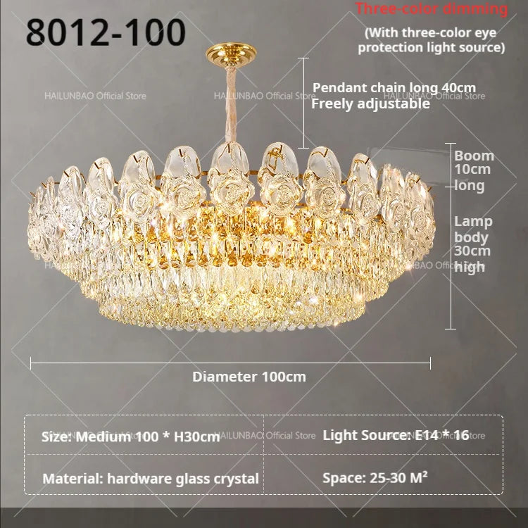 Afralia™ Crystal Rose Chandelier for Living Room Dining Bedroom 2024 French Light Luxury