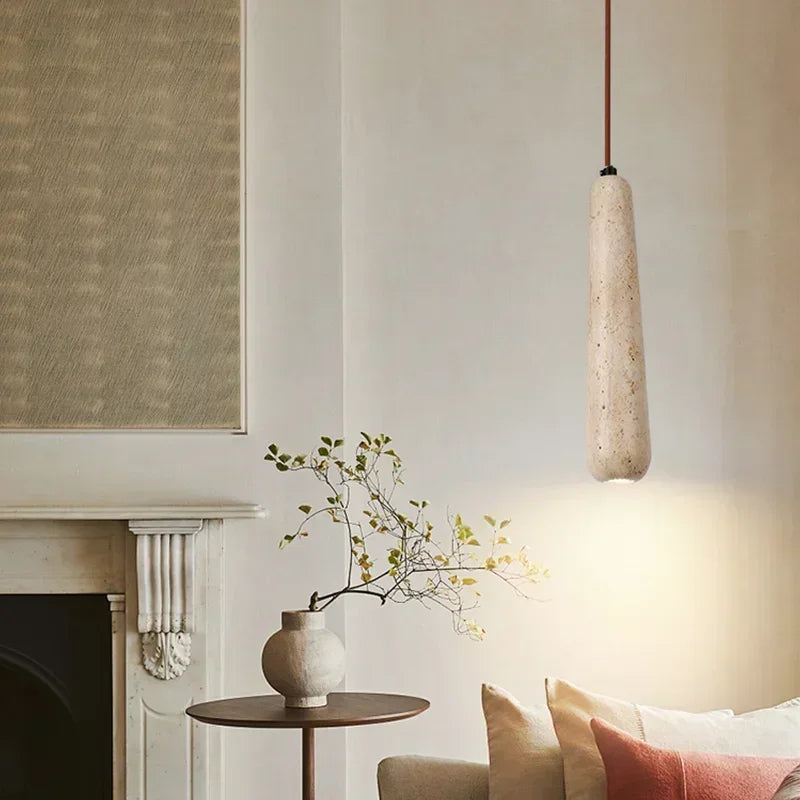 Natural Stone Art Pendant Lamp LED Chandelier by Afralia™ - Vintage Home Lighting Fixtures