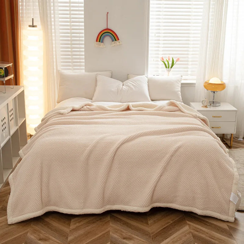 Afralia™ Rose Fleece Warm Blanket for Autumn Winter Beds - Thicken Imitation Lamb's Wool Blanket