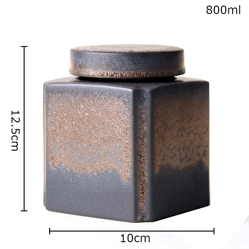 Afralia™ Ceramic Tea Canister Sealed Storage Jars - Geometric Design