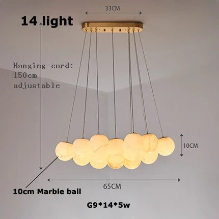 Afralia™ LED Marble Balls Chandelier for Dinning Room