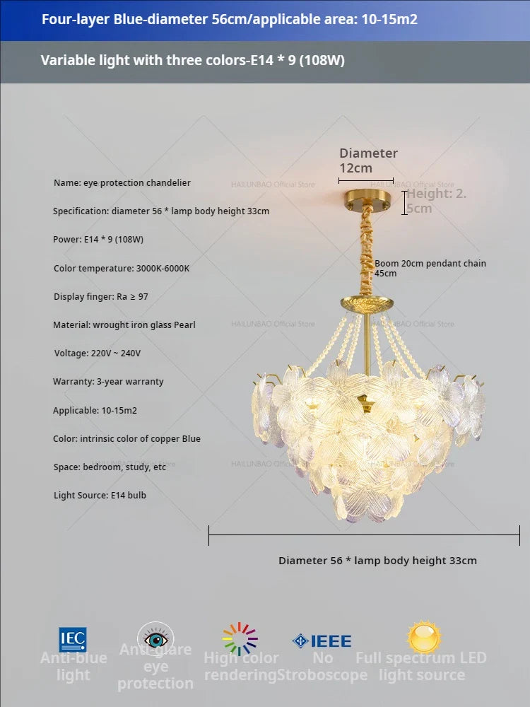 Afralia™ Glass Flower Princess Room LightLux Postmodern French Cream Wind Lamp
