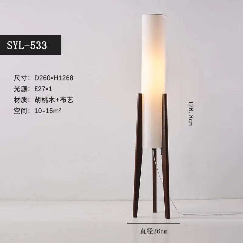 Afralia™ Zen Walnut Wood Table Lamp LED E27 Fabric Lampshade for Bedroom Living Room