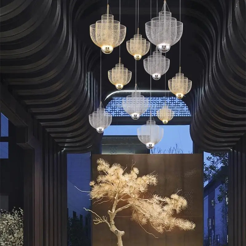 Afralia™ Metal Grid LED Chandelier: Modern Fashion for Home, Dining & Living Room