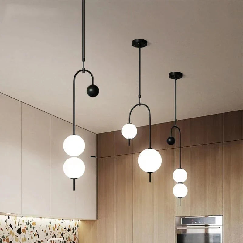 Afralia™ Modern Glass Ball LED Chandelier for Dining Room and Bar