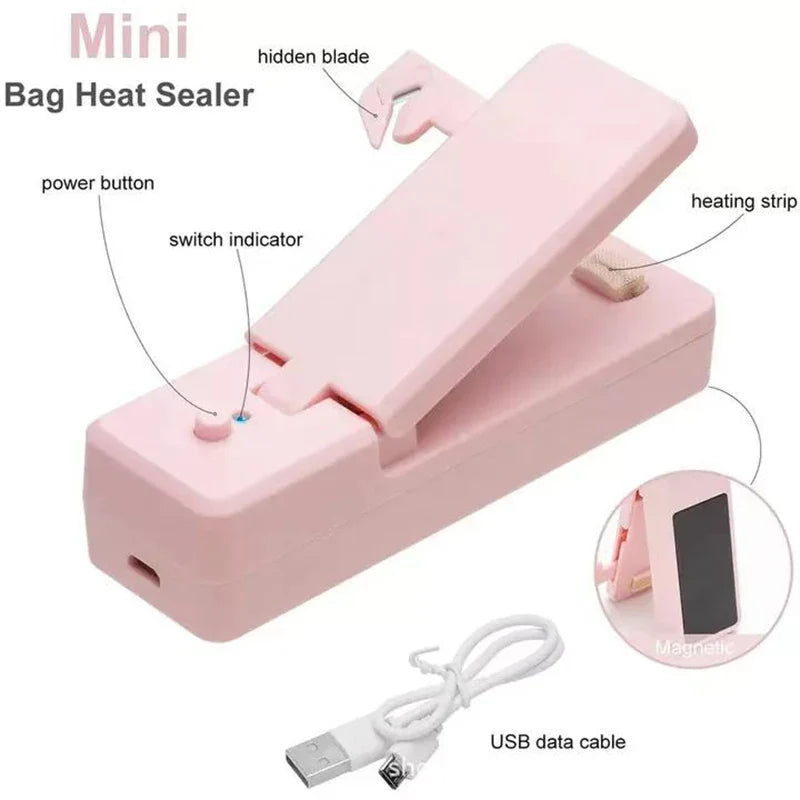 Afralia™ Mini Heat Sealer, USB Rechargeable Bag Clip, Kitchen Gadget