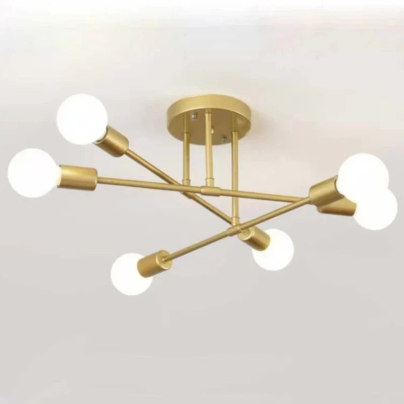 Afralia™ Nordic Modern Iron Art Golden Ceiling Lamps LED Chandeliers