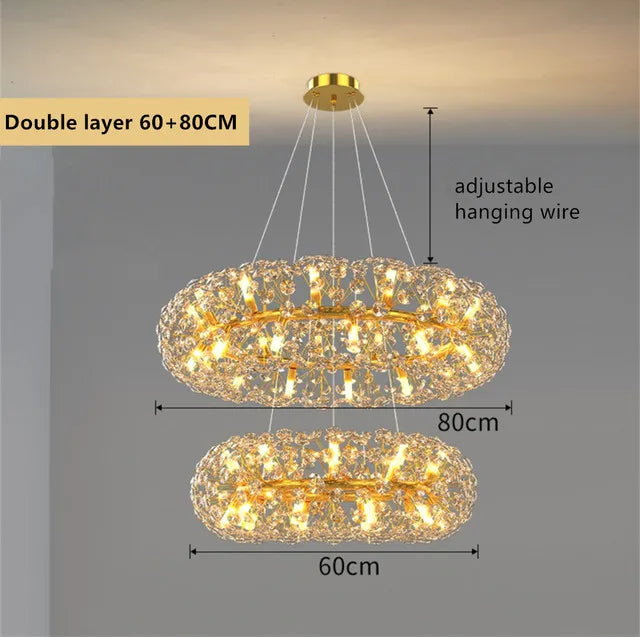 Afralia™ Modern K9 Crystal LED Chandelier for Living Room, Dining Room, and Bedroom