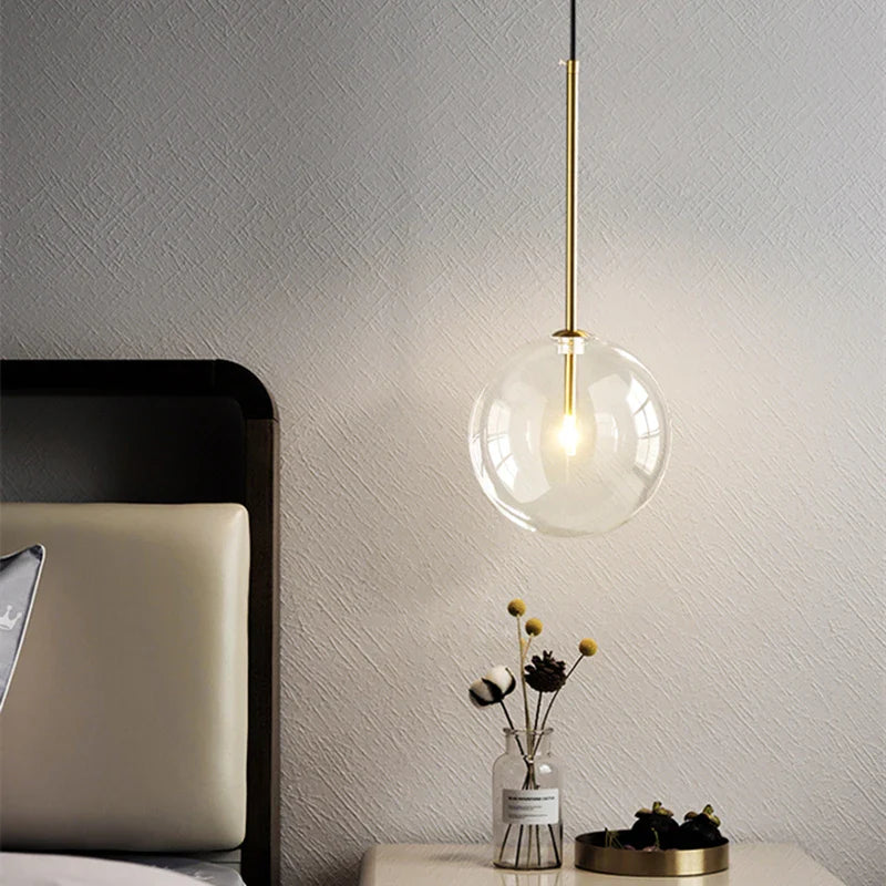 Afralia™ Glass Ball LED Pendant Lamp, Modern Nordic Living Room Decor Lighting