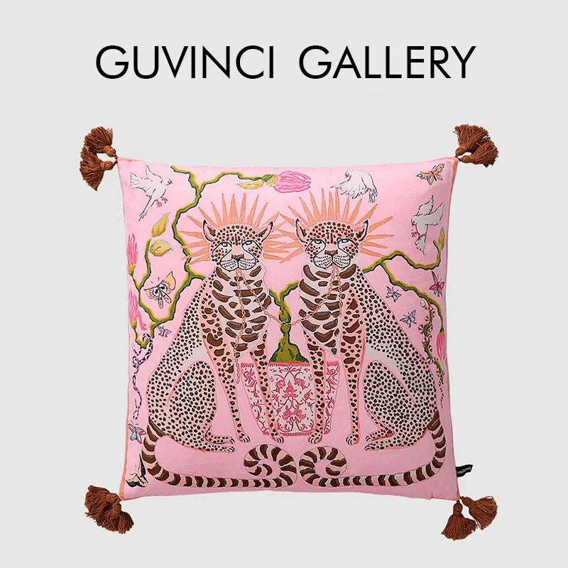 Afralia™ Luxe Cheetah Halo Pillowcase: Decorative Tassel Cushion Cover GG Style