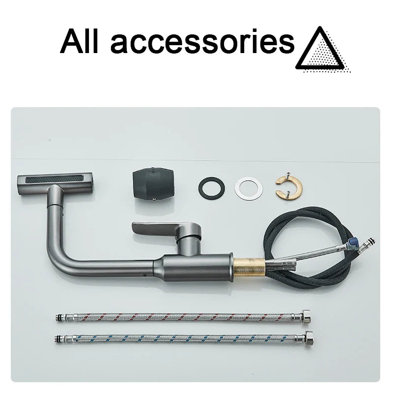 Afralia™ Pull Out Kitchen Faucet, Deck Mounted Hot Cold Water Mixer Tap