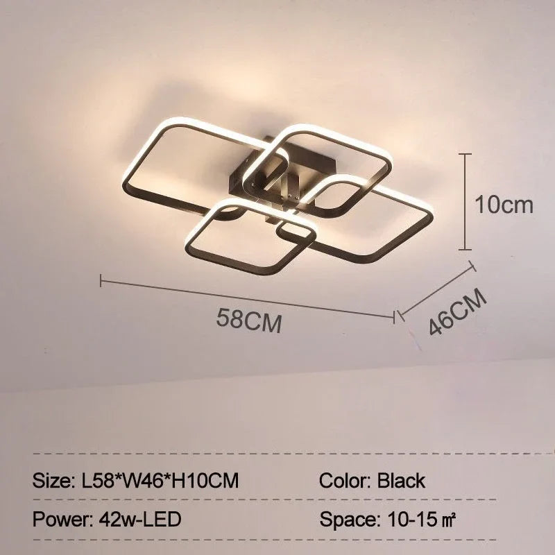 Afralia™ LED Ceiling Light 4 Rings 78W Square for Living Room Bedroom Bar