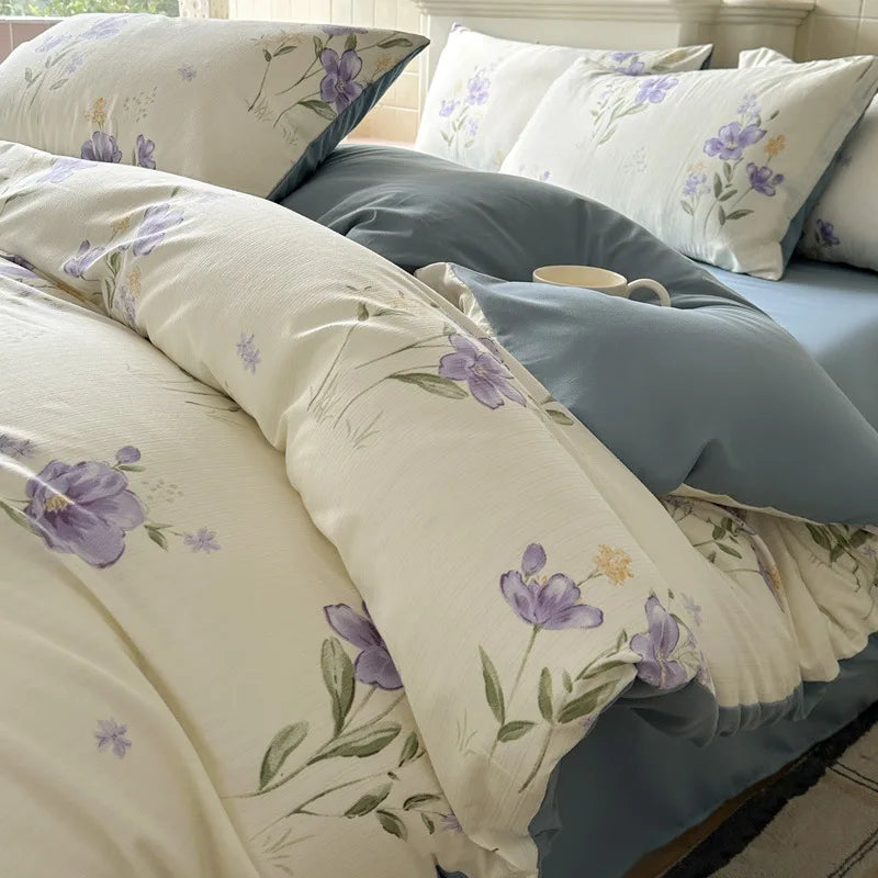 Afralia™ Plant Print Bedding Set - Twin Full Size Soft Comforter for Skin Friendly Bedroom Decor