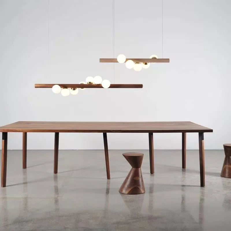 Afralia™ Nordic Walnut Glass Pendant Chandelier - Dimmable Restaurant Decor Lighting