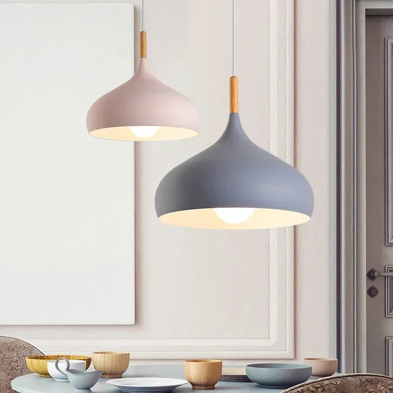 Afralia™ Nordic Macaroon Color Pendant Light LED Single Head Chandelier for Kitchen & Cafe