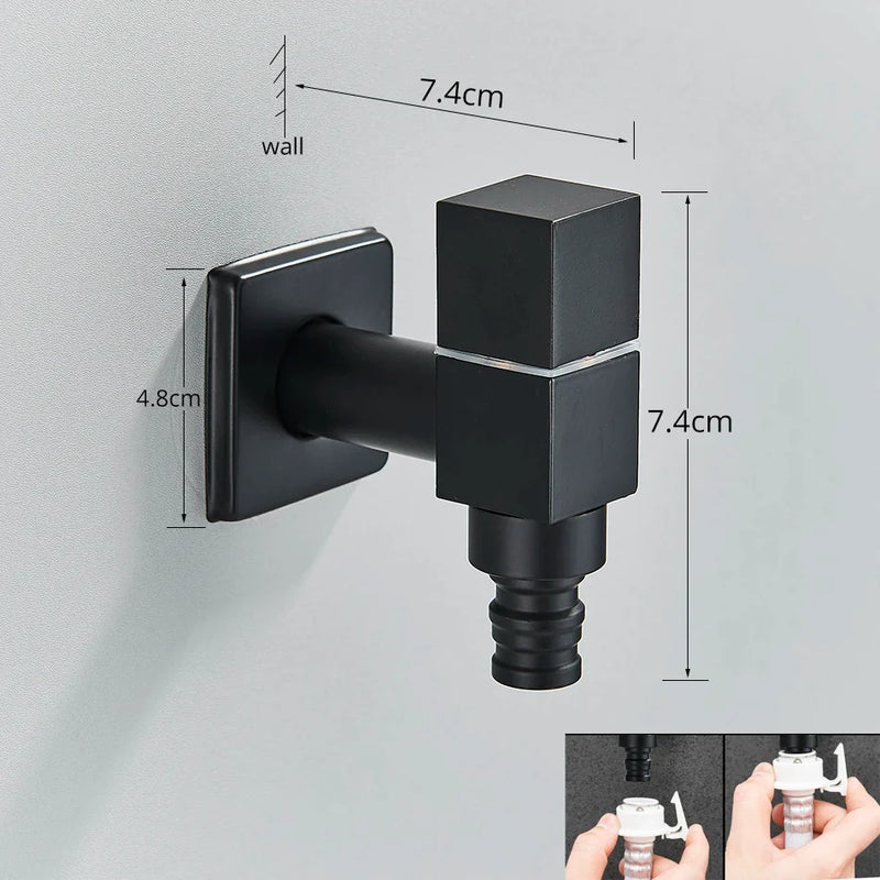 Afralia™ Black Brass Wall Mounted Washing Machine Faucet for Outdoor Use