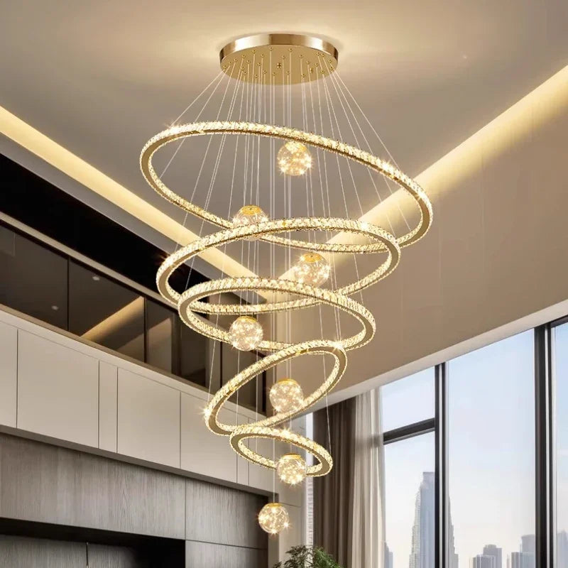 Afralia™ Crystal LED Chandelier: Modern Living Room Pendant Lights, Glass Globe Hanging Lamp