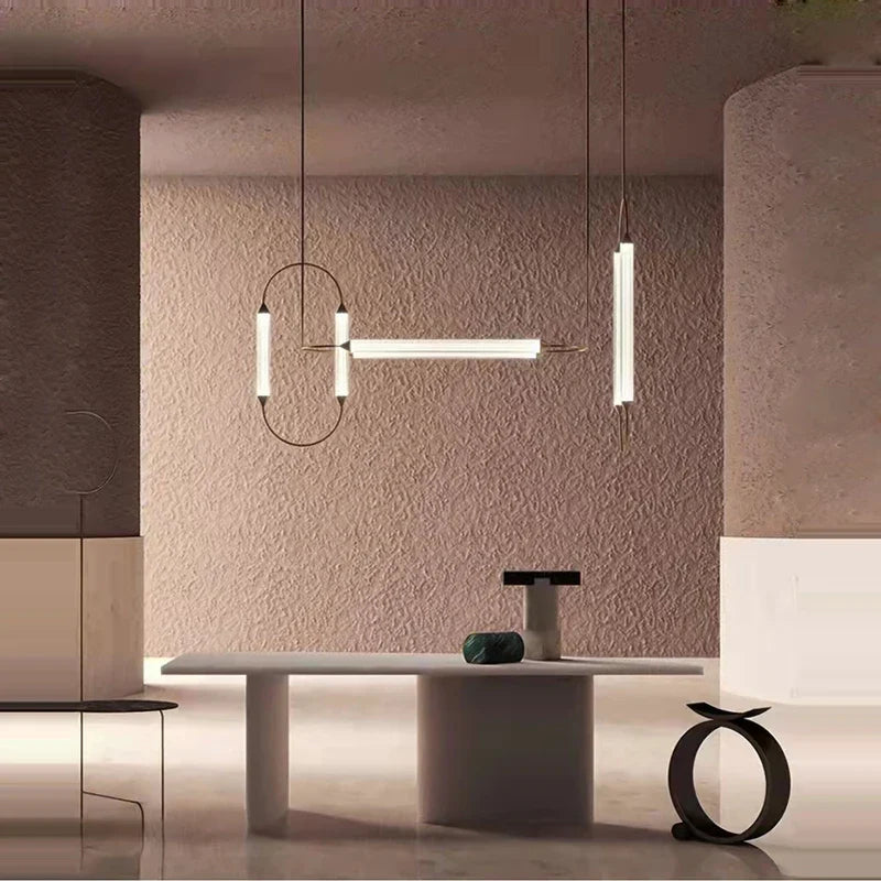 Afralia™ Glass Tube LED Chandelier: Nordic Minimalist Lighting for Living Room and Bedroom Decor