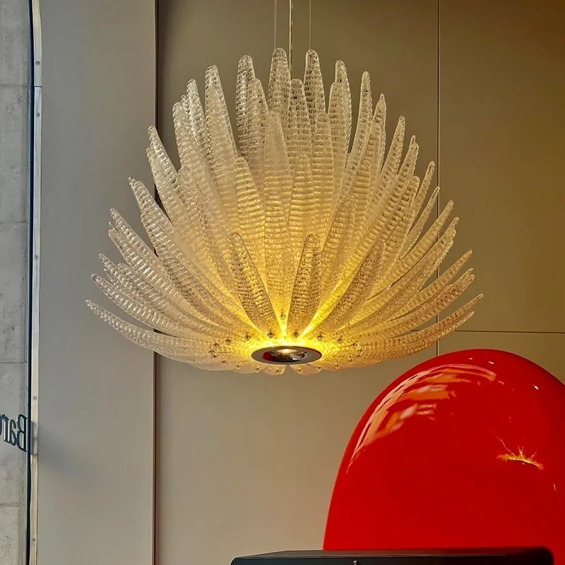 Afralia™ Gold Flower Murano Glass Chandelier - Vintage Style for Living Room, Bedroom, or Lobby