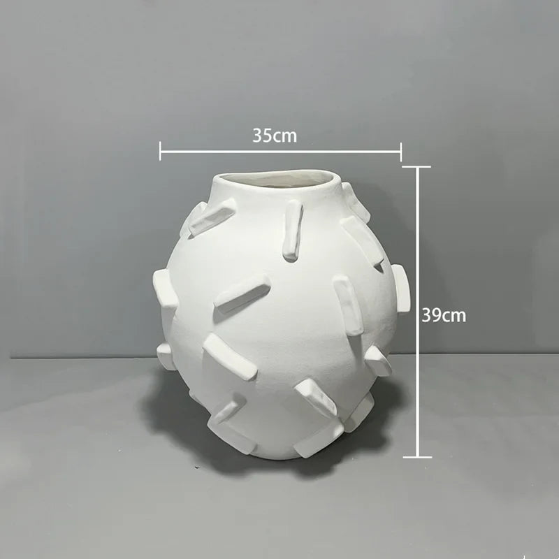 Afralia™ Geometric Block Vase - Ceramic Abstract Floral Arrangement Decor