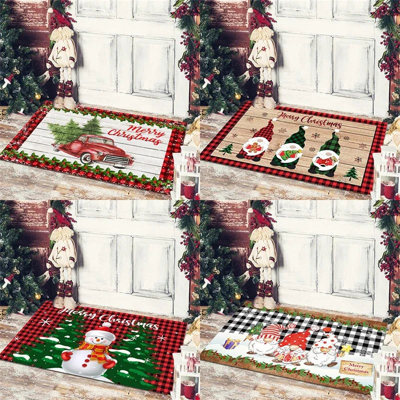 Afralia™ Christmas Snowman Non-slip Floor Mat