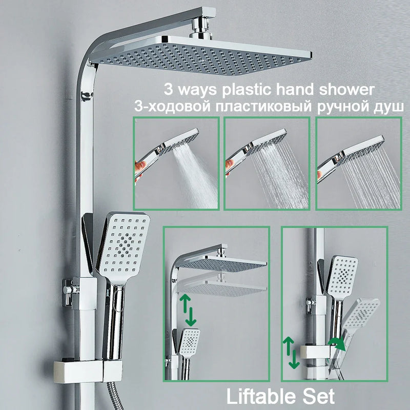 Afralia™ Digital Display Shower System with Thermostatic Control and Tub Spout