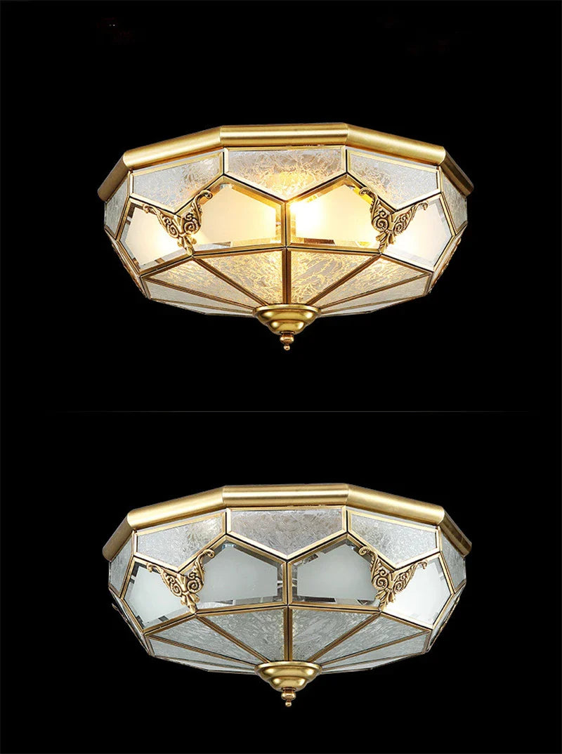 Afralia™ Copper Glass Ceiling Light Vintage Style E27 LED Bulb Home Décor indoor Lighting