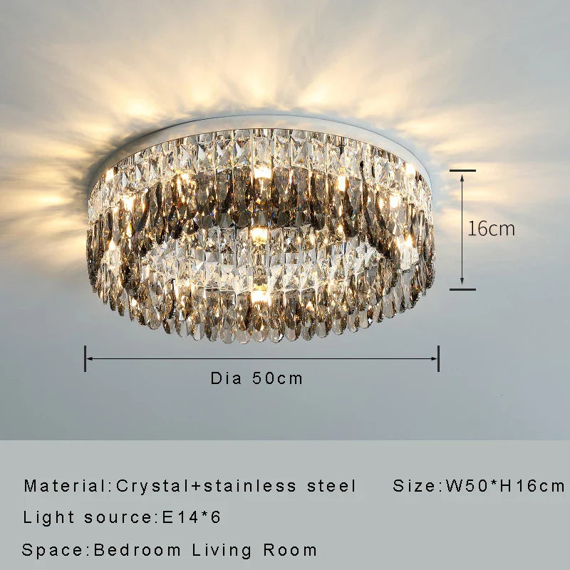 Afralia™ Crystal Luxury Chandelier: Dimmable LED Round Ceiling Light for Bedroom Living Room