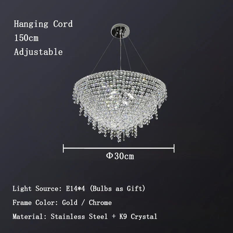 Afralia™ Chrome Crystal LED Ceiling Chandelier for Luxe Dining Room