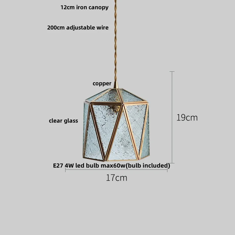 Afralia™ Blue Glass LED Pendant Light Fixture Modern Nordic Wire Hanging Lamp
