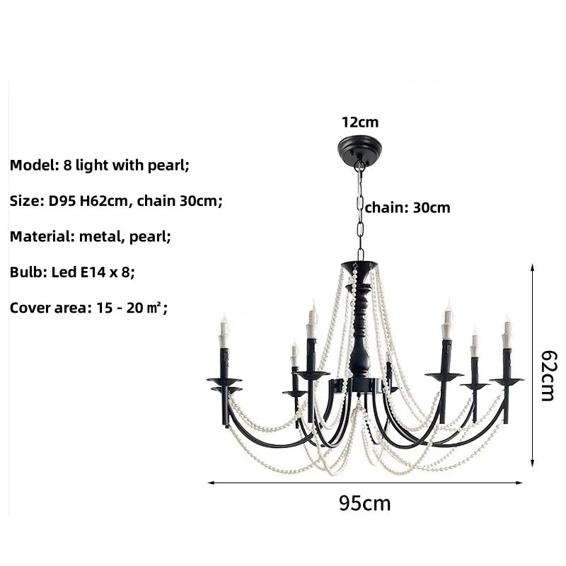 Afralia™ Retro Black Metal Candle Chandelier E14 LED Pendant Lights for Home Decor