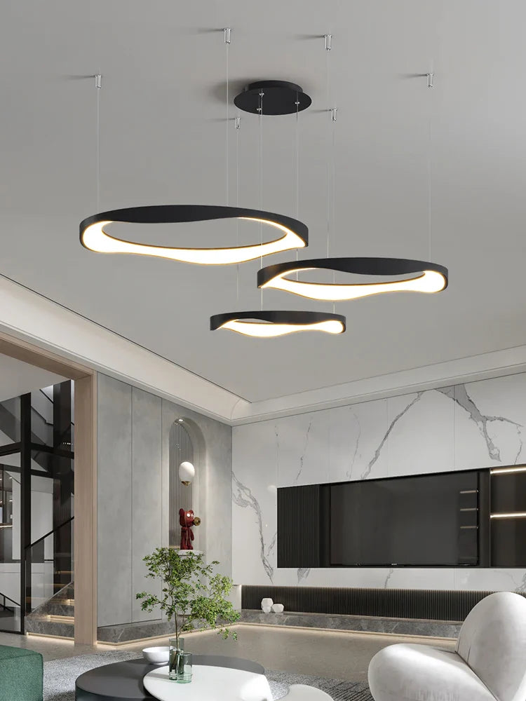 Afralia™ Round LED Pendant: Adjustable Height Dining Room Lamps