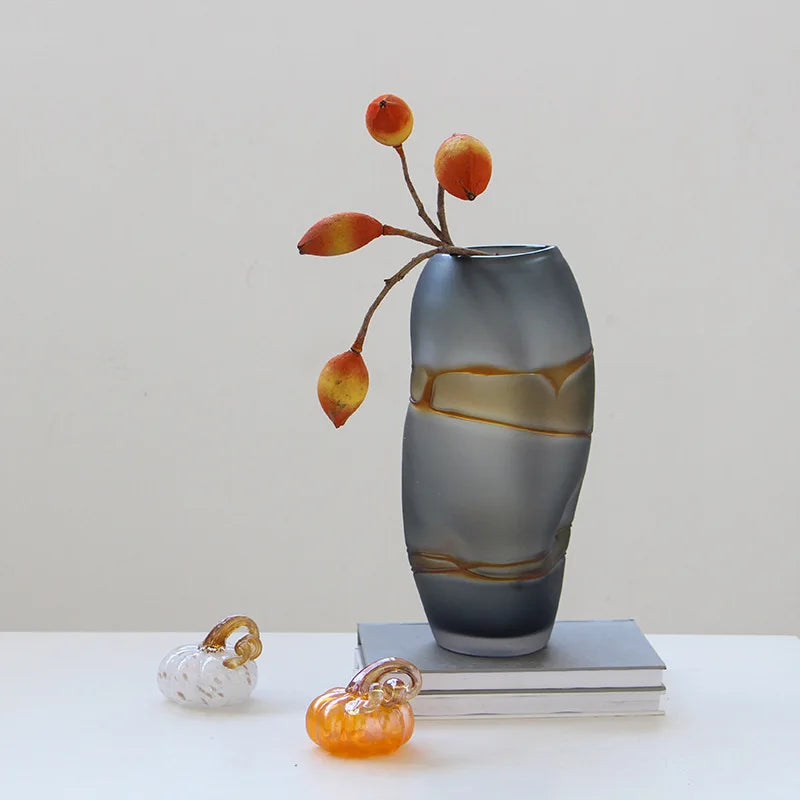 Frosted Glass Vase Color Flow Surface Hydroponics Terrarium Afralia™ Home Decor
