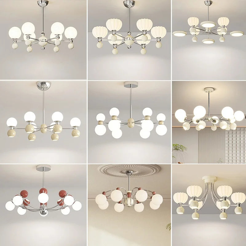 Afralia™ Modern LED Chandelier Glass Metal Health Eye Protect Living Room Light