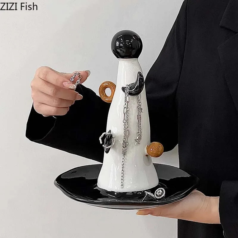 "Afralia™ Magician Hat Jewelry Display Stand Decorative Shelves Earrings Necklace Holder"